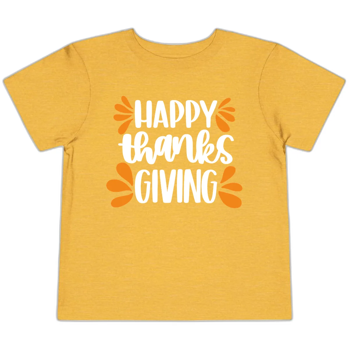 Happy Thanksgiving Script Typography Toddler T-Shirt in Heather Yellow Gold