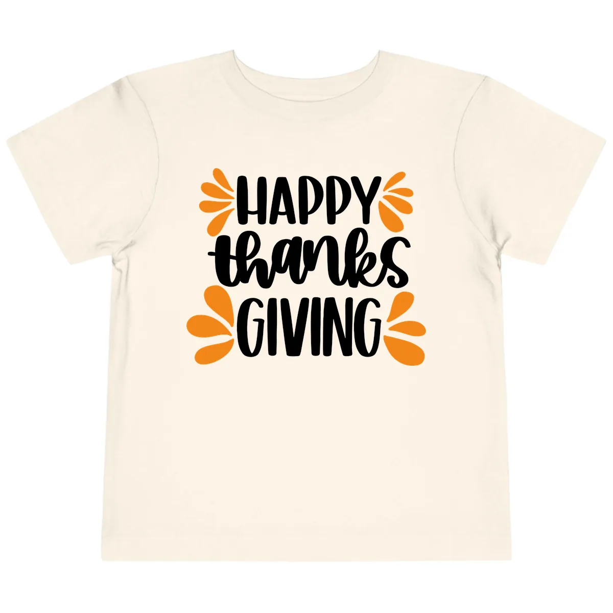 Happy Thanksgiving Script Typography Toddler T-Shirt in Natural