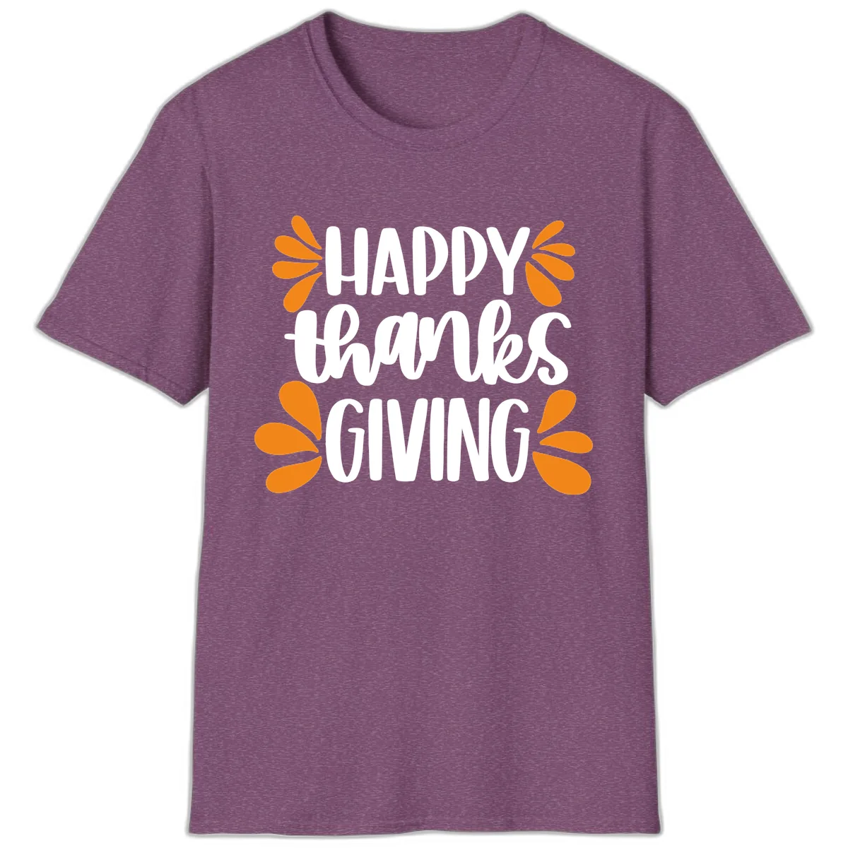 Happy Thanksgiving Script Typography T-Shirt in Heather Maroon