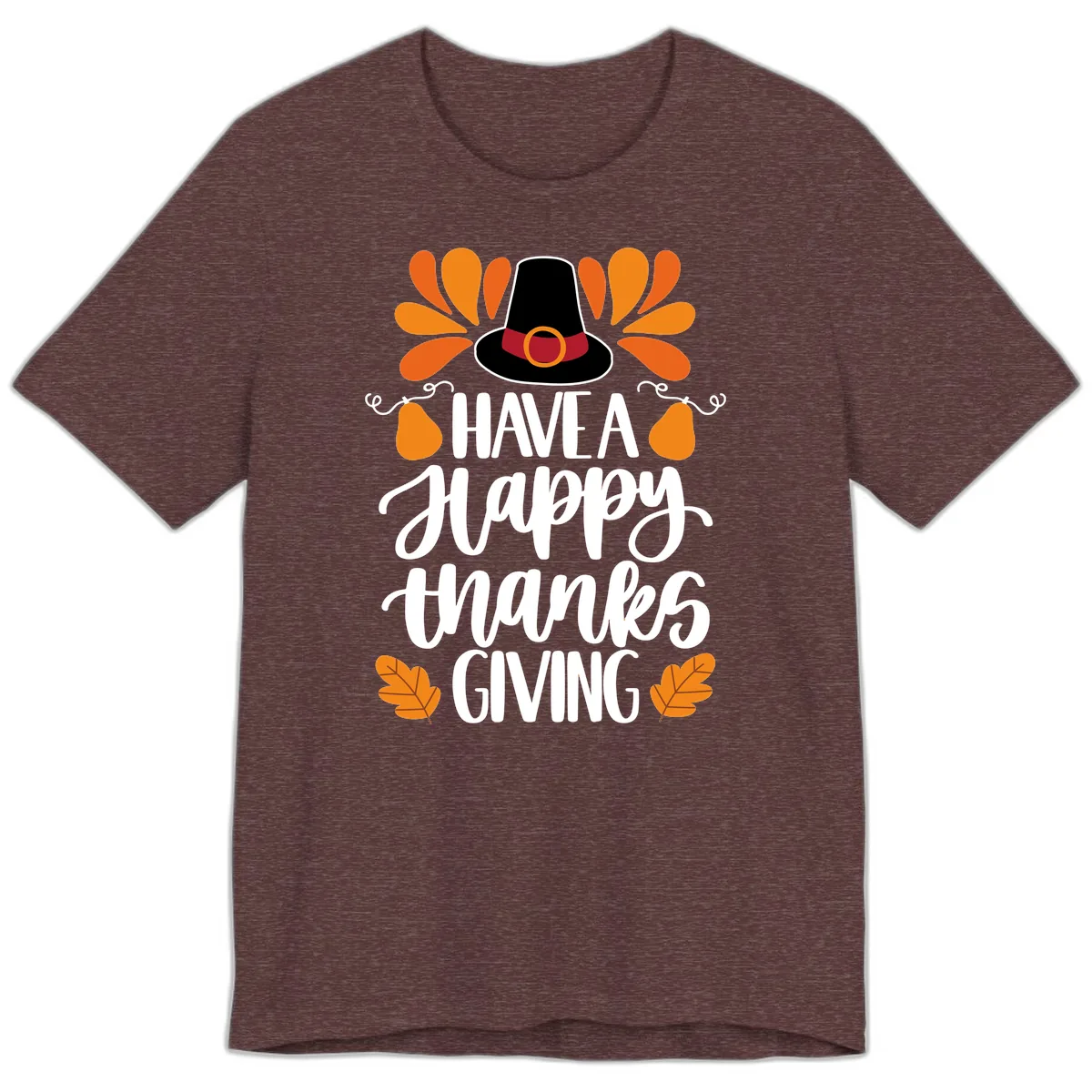 Have A Happy Thanksgiving Typography Premium T-Shirt in Heather Maroon