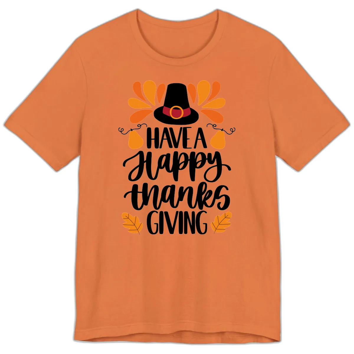 Have A Happy Thanksgiving Typography Premium T-Shirt in Burnt Orange
