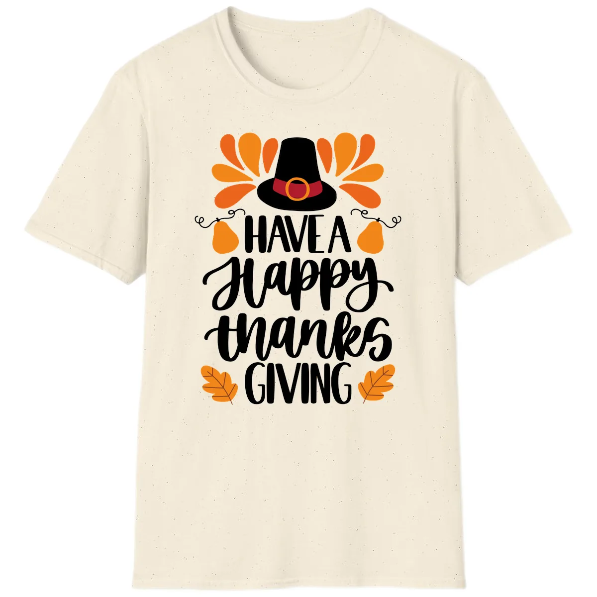 Have A Happy Thanksgiving Typography T-Shirt in Natural