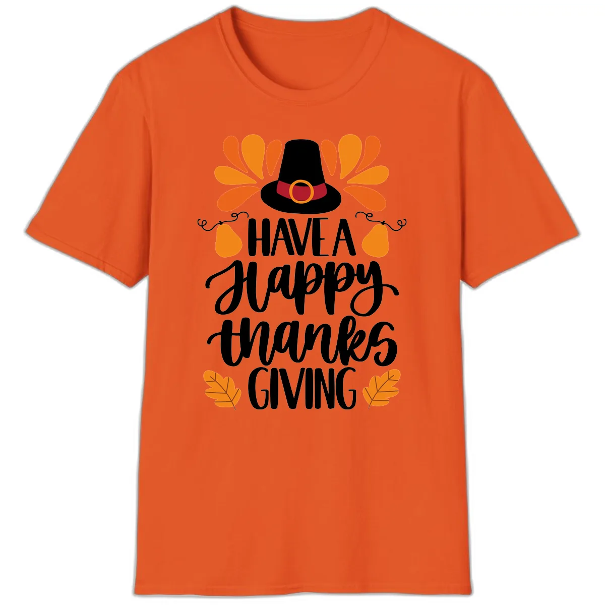 Have A Happy Thanksgiving Typography T-Shirt in Orange