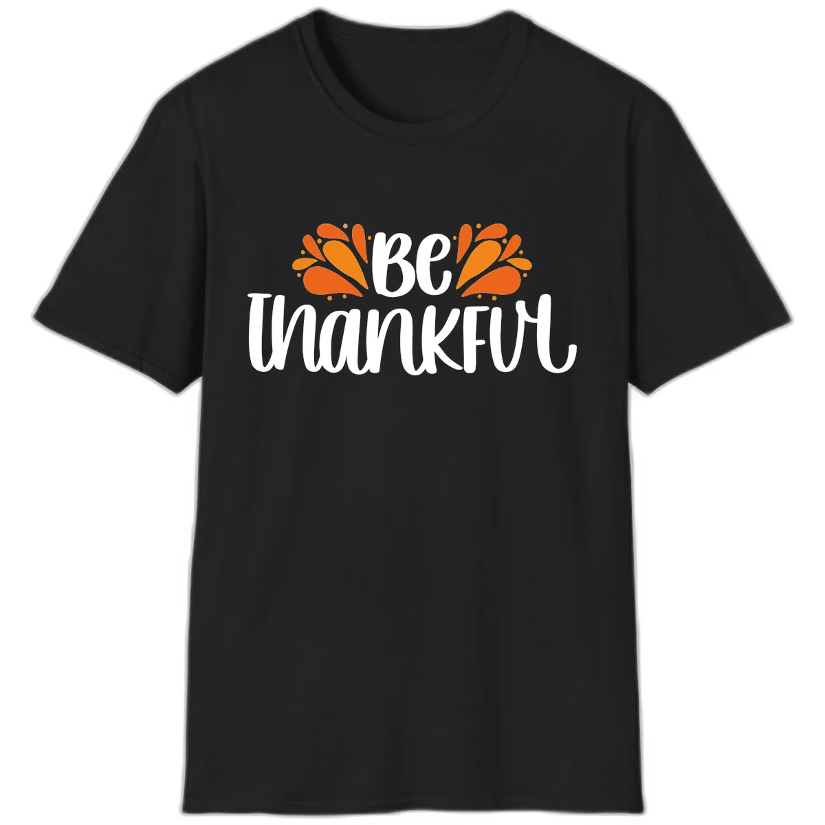 Be Thankful Thanksgiving Typography T-Shirt in Black