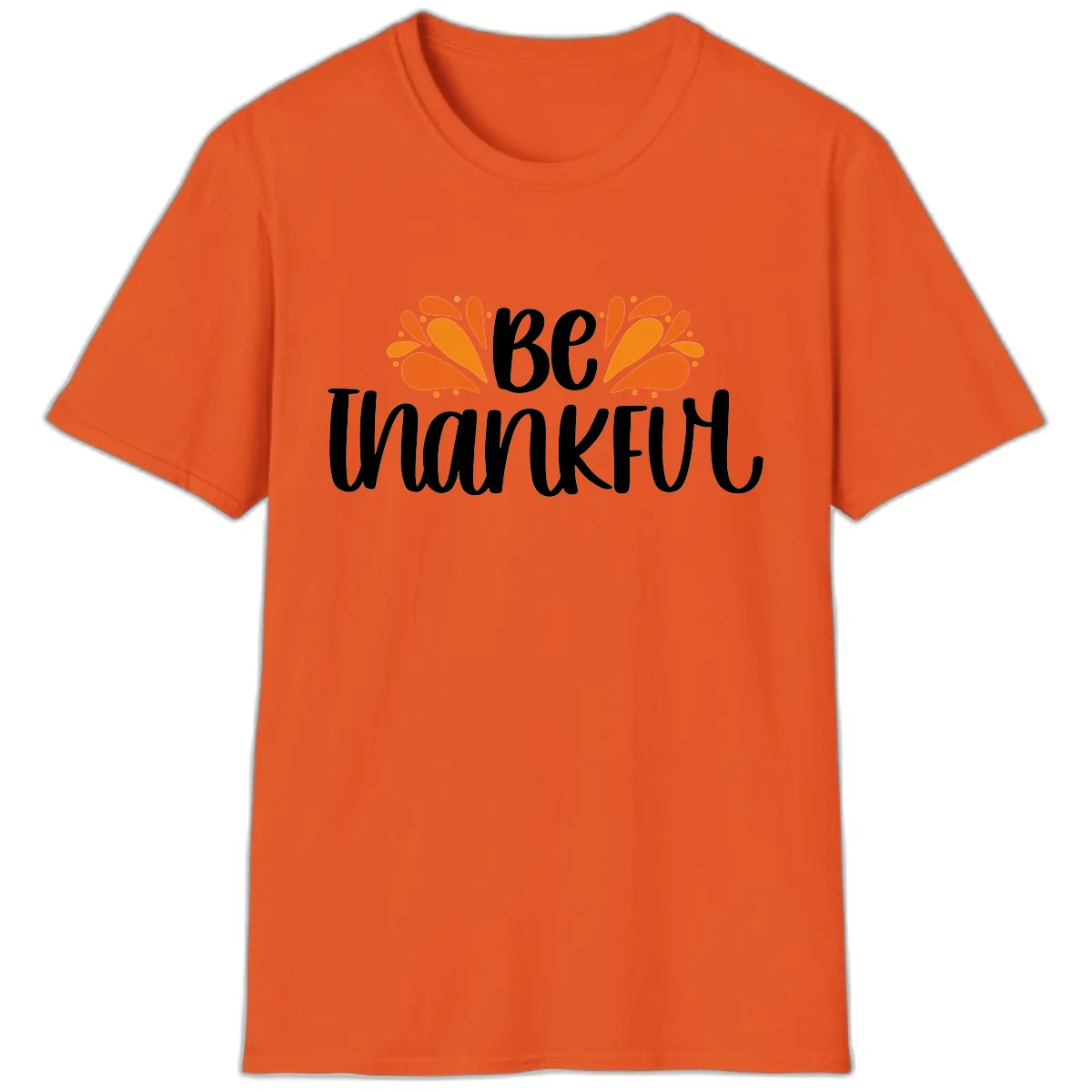 Be Thankful Thanksgiving Typography T-Shirt in Orange