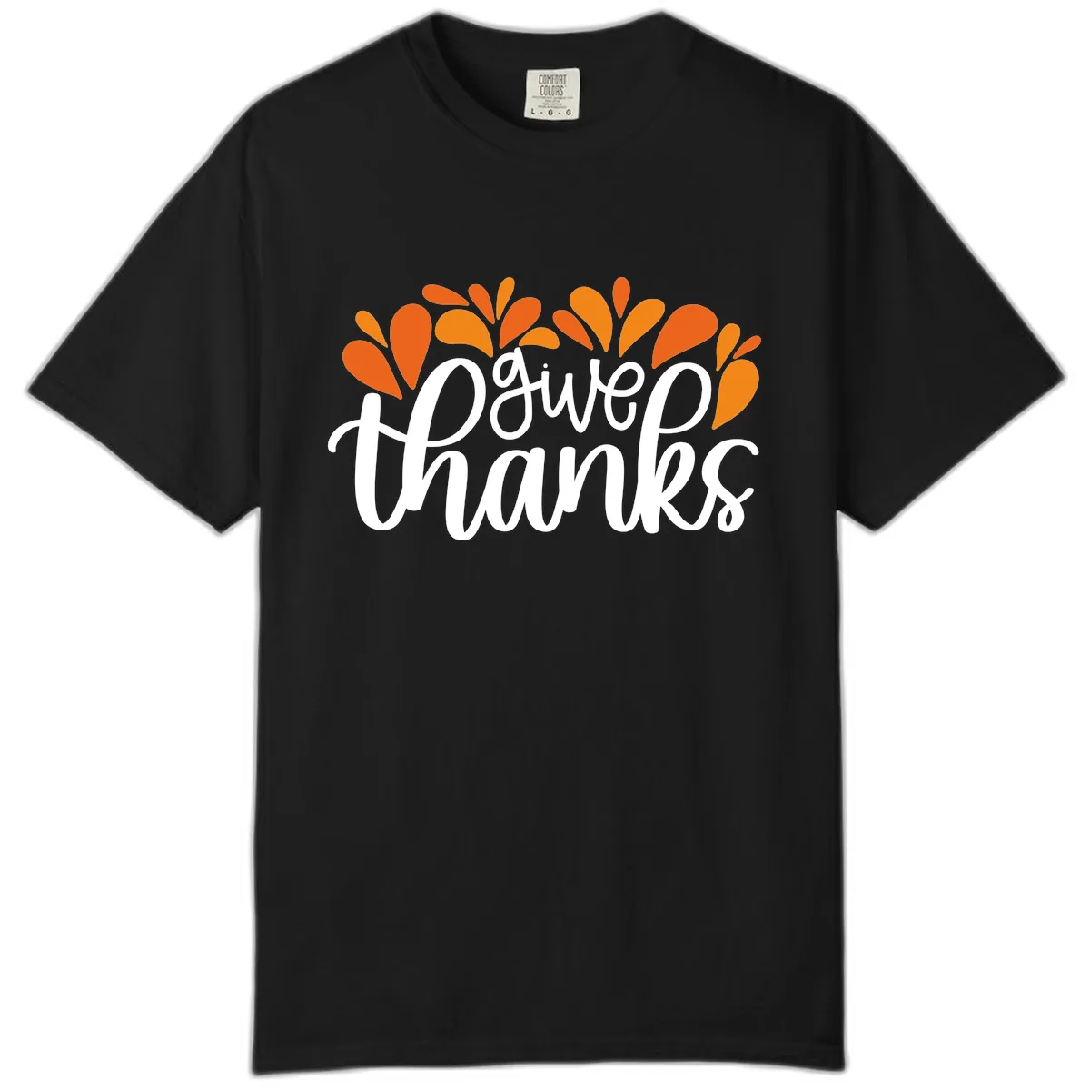 Give Thanks Leaves Design Comfort Color in Black