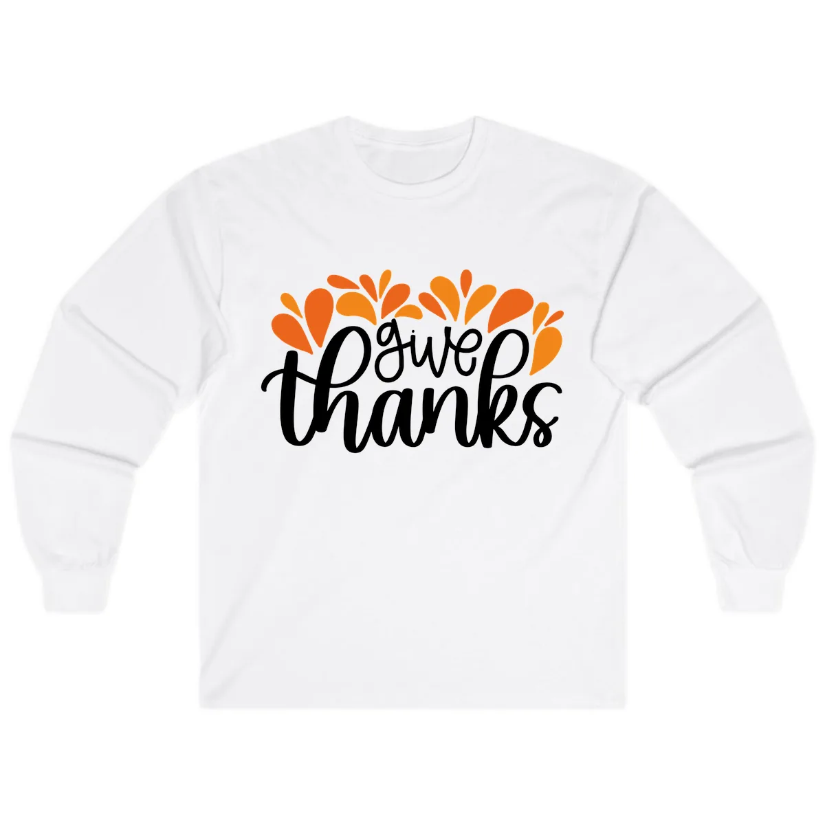 Give Thanks Leaves Design Long Sleeve in White