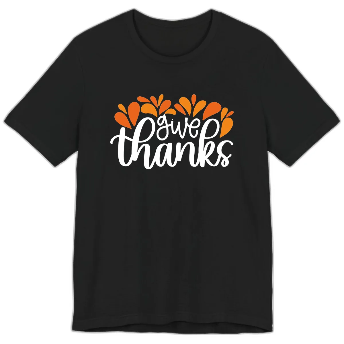 Give Thanks Leaves Design Premium T-Shirt in Black
