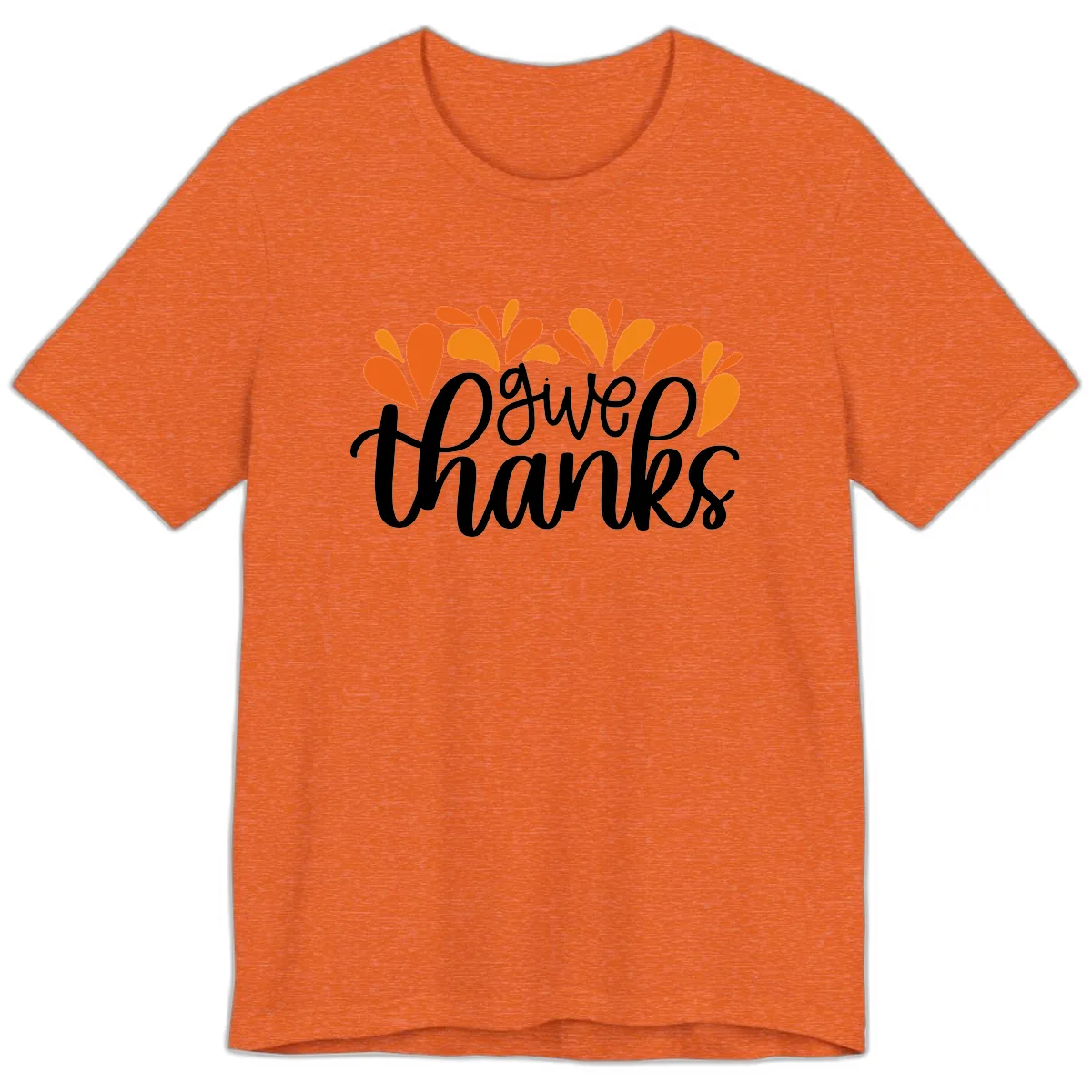 Give Thanks Leaves Design Premium T-Shirt in Heather Orange