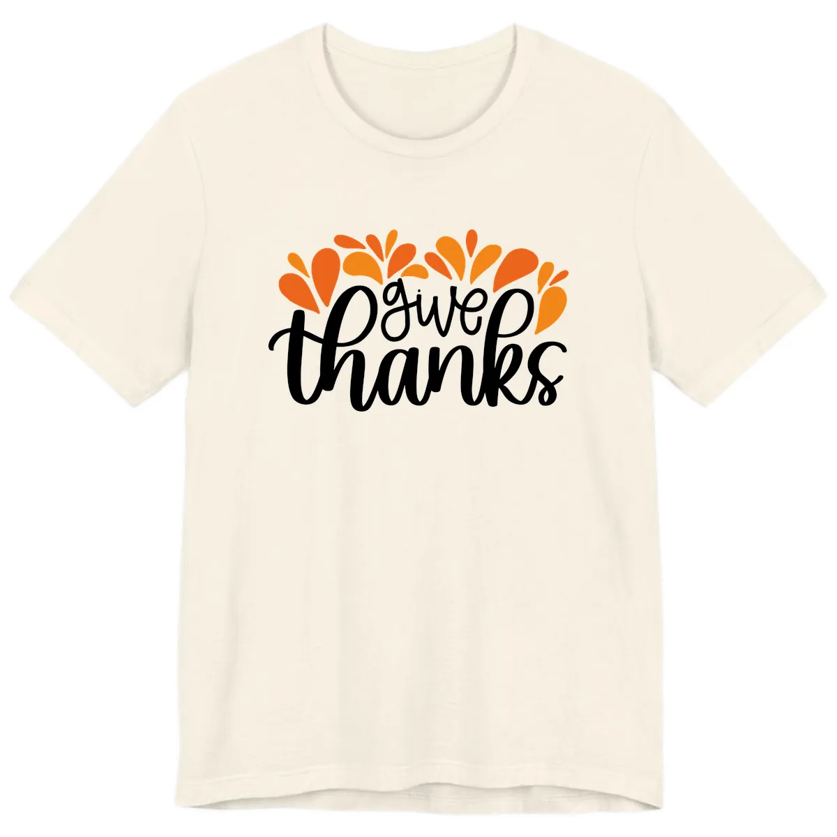 Give Thanks Leaves Design Premium T-Shirt in Natural