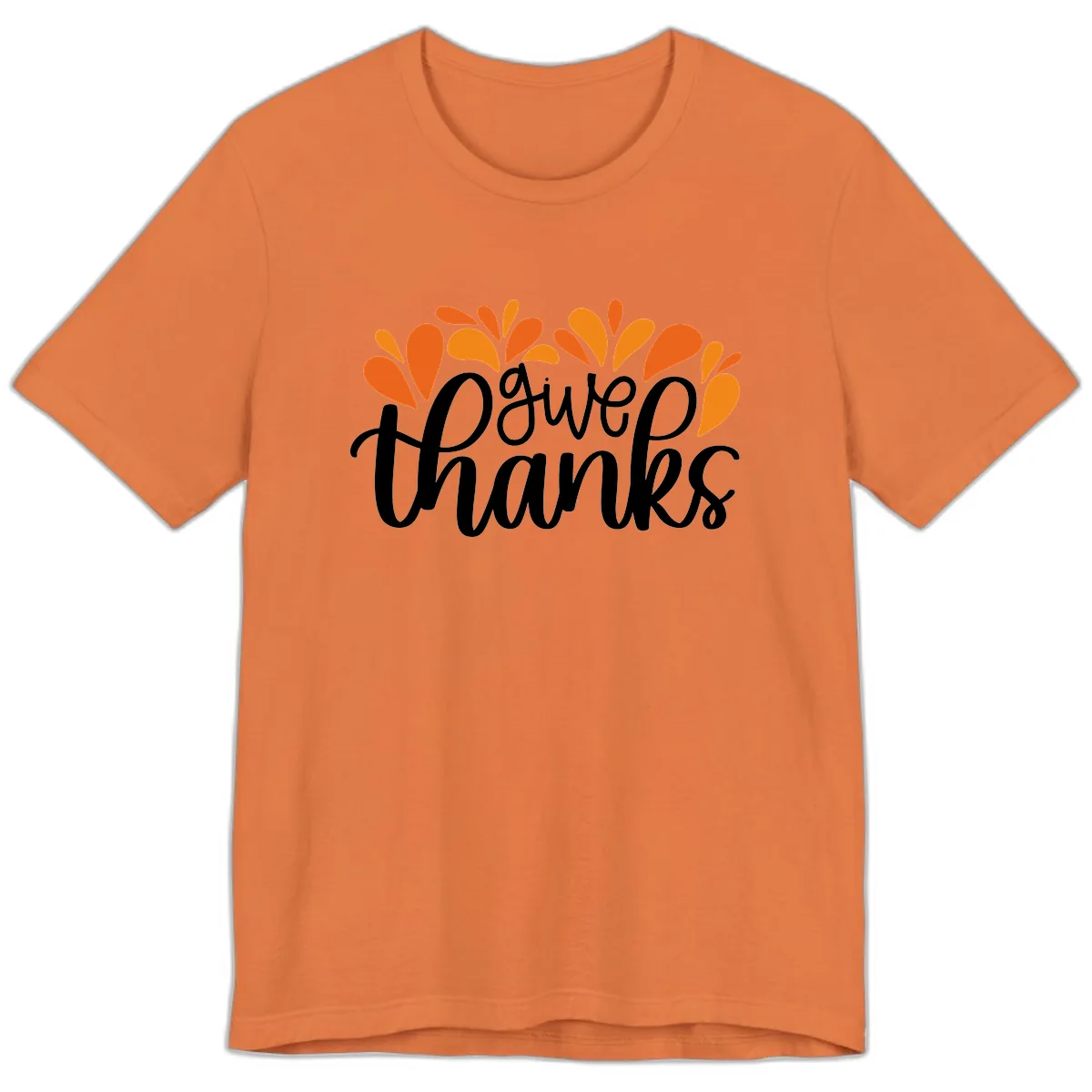 Give Thanks Leaves Design Premium T-Shirt in Burnt Orange
