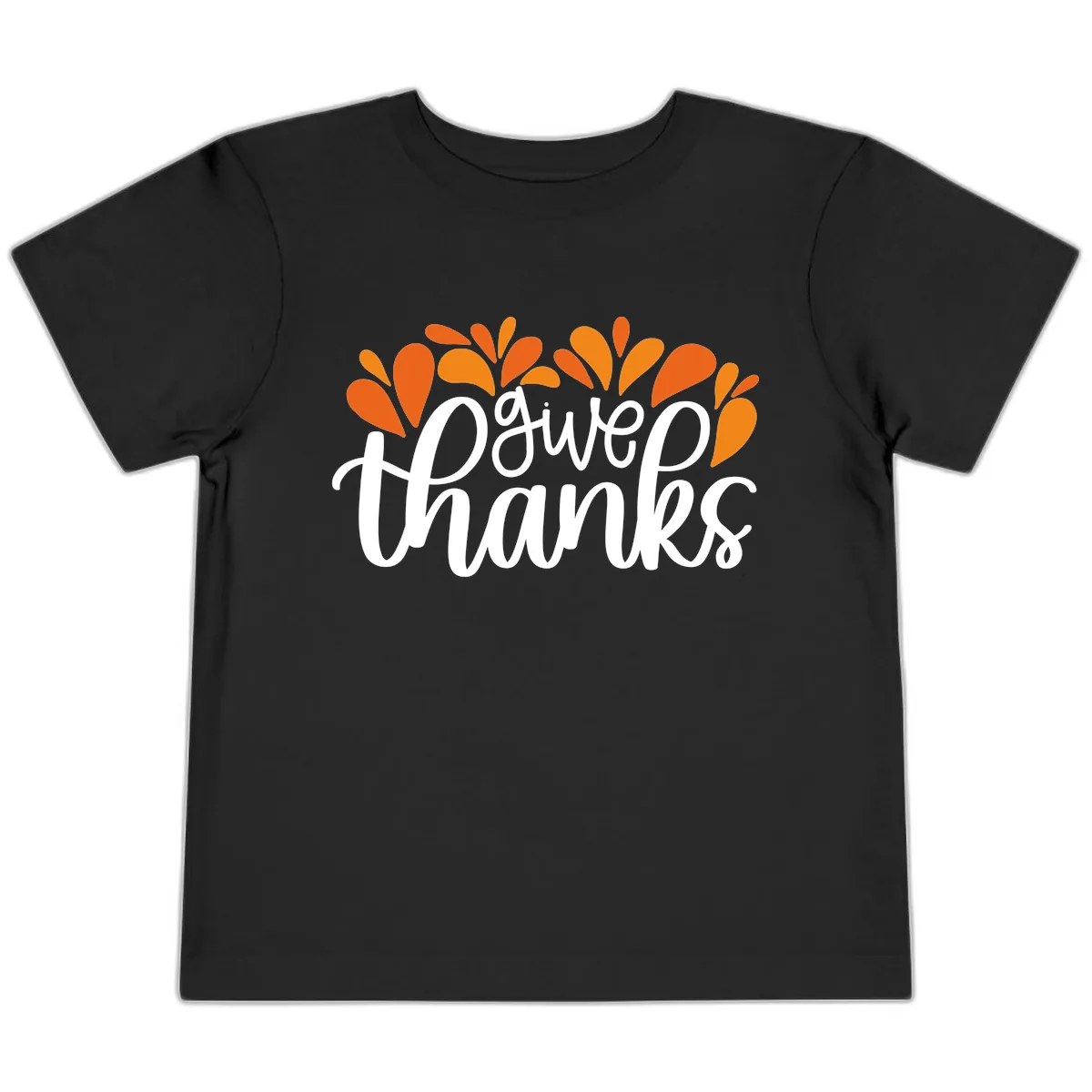 Give Thanks Leaves Design Toddler T-Shirt in Black