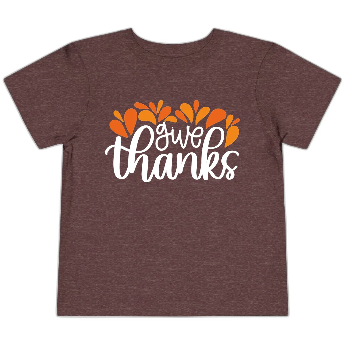 Give Thanks Leaves Design Toddler T-Shirt in Heather Maroon