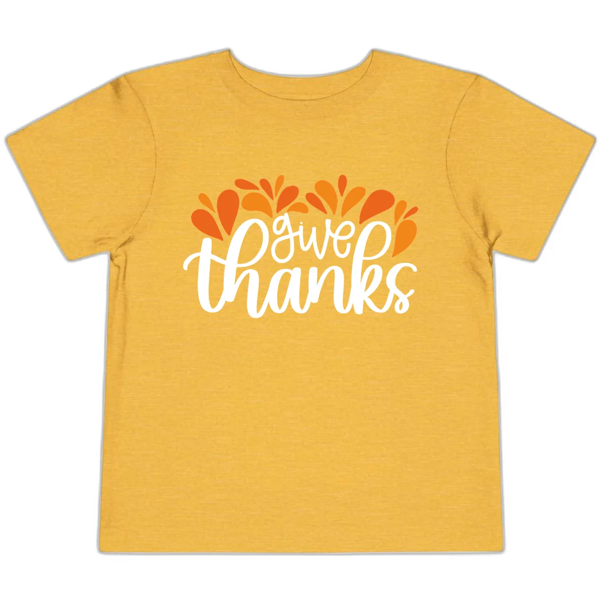 Give Thanks Leaves Design Toddler T-Shirt in Heather Yellow Gold