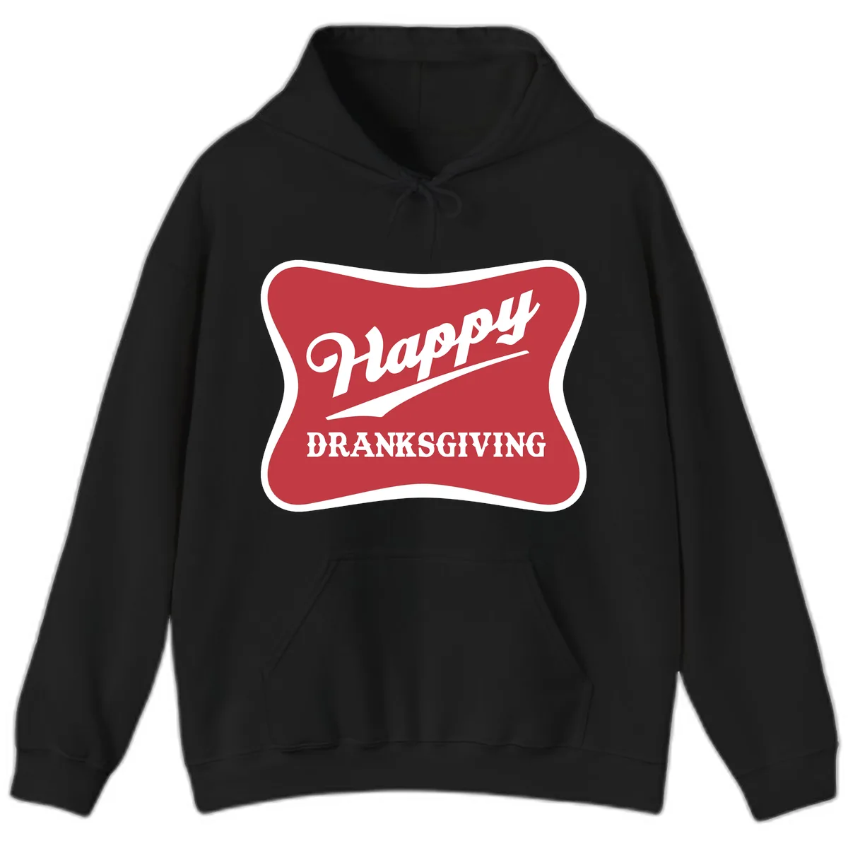 Happy Dranksgiving Typography Design Hoodie in Black