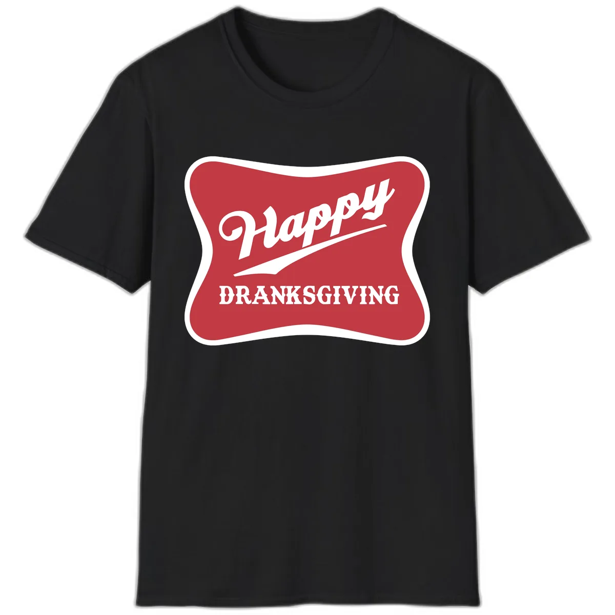 Happy Dranksgiving Typography Design T-Shirt in Black
