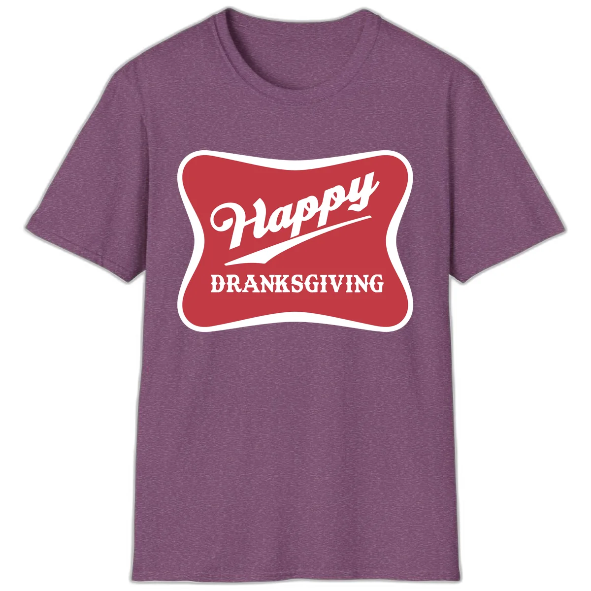 Happy Dranksgiving Typography Design T-Shirt in Heather Maroon