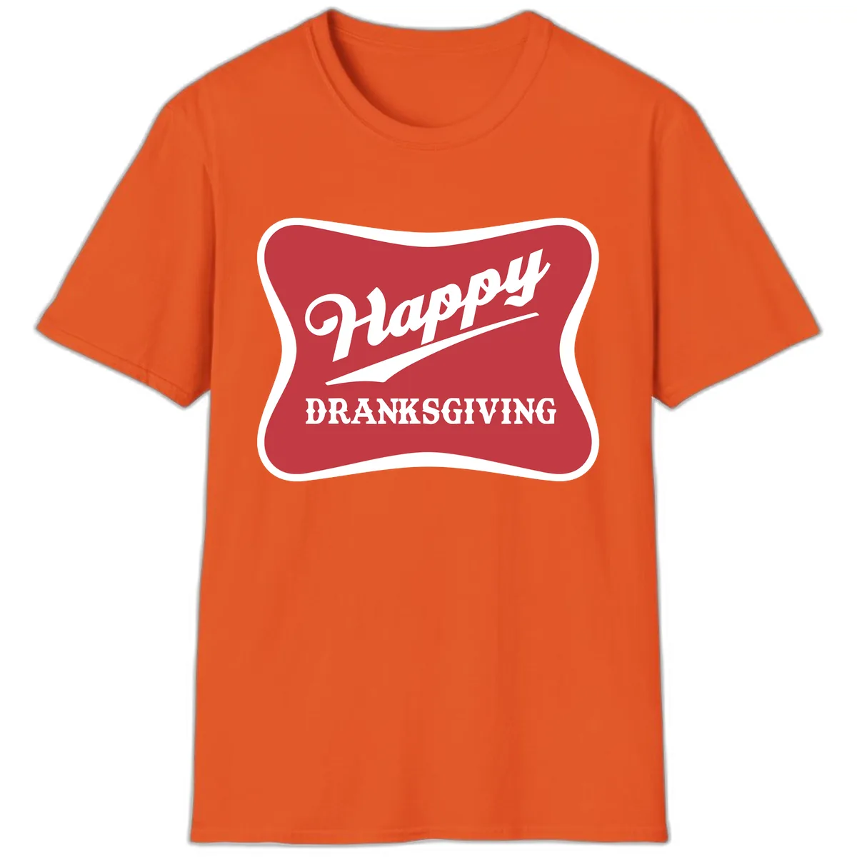 Happy Dranksgiving Typography Design T-Shirt in Orange