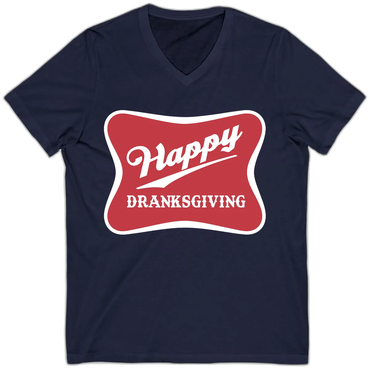 Happy Dranksgiving Typography Design V-Neck in Navy