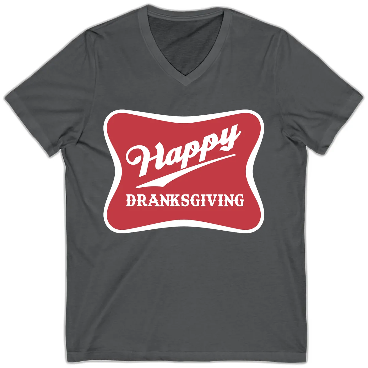 Happy Dranksgiving Typography Design V-Neck in Asphalt