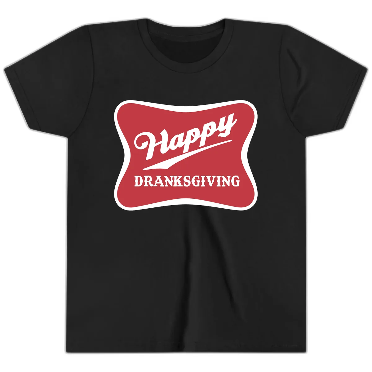 Happy Dranksgiving Typography Design Youth T-Shirt in Black