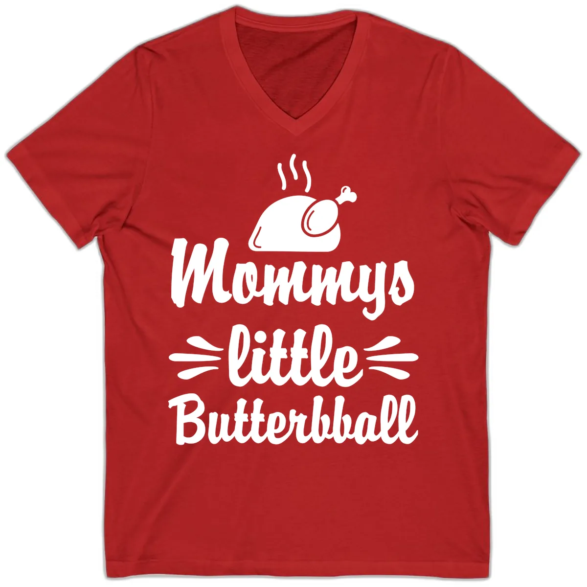 Mommys Little Butterball Thanksgiving Tee V-Neck in Red