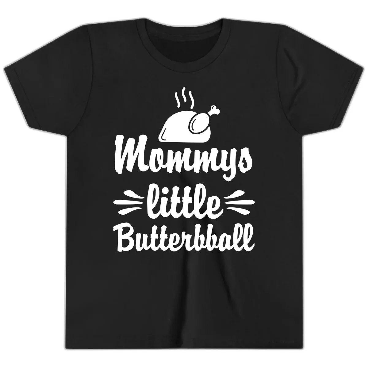 Mommys Little Butterball Thanksgiving Tee Youth T-Shirt in Black