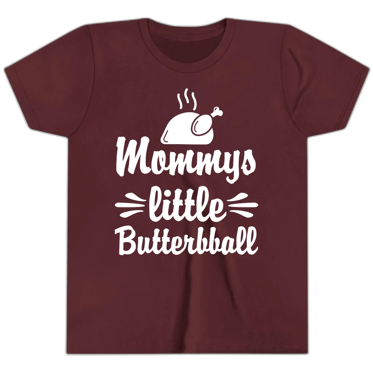 Mommys Little Butterball Thanksgiving Tee Youth T-Shirt in Maroon