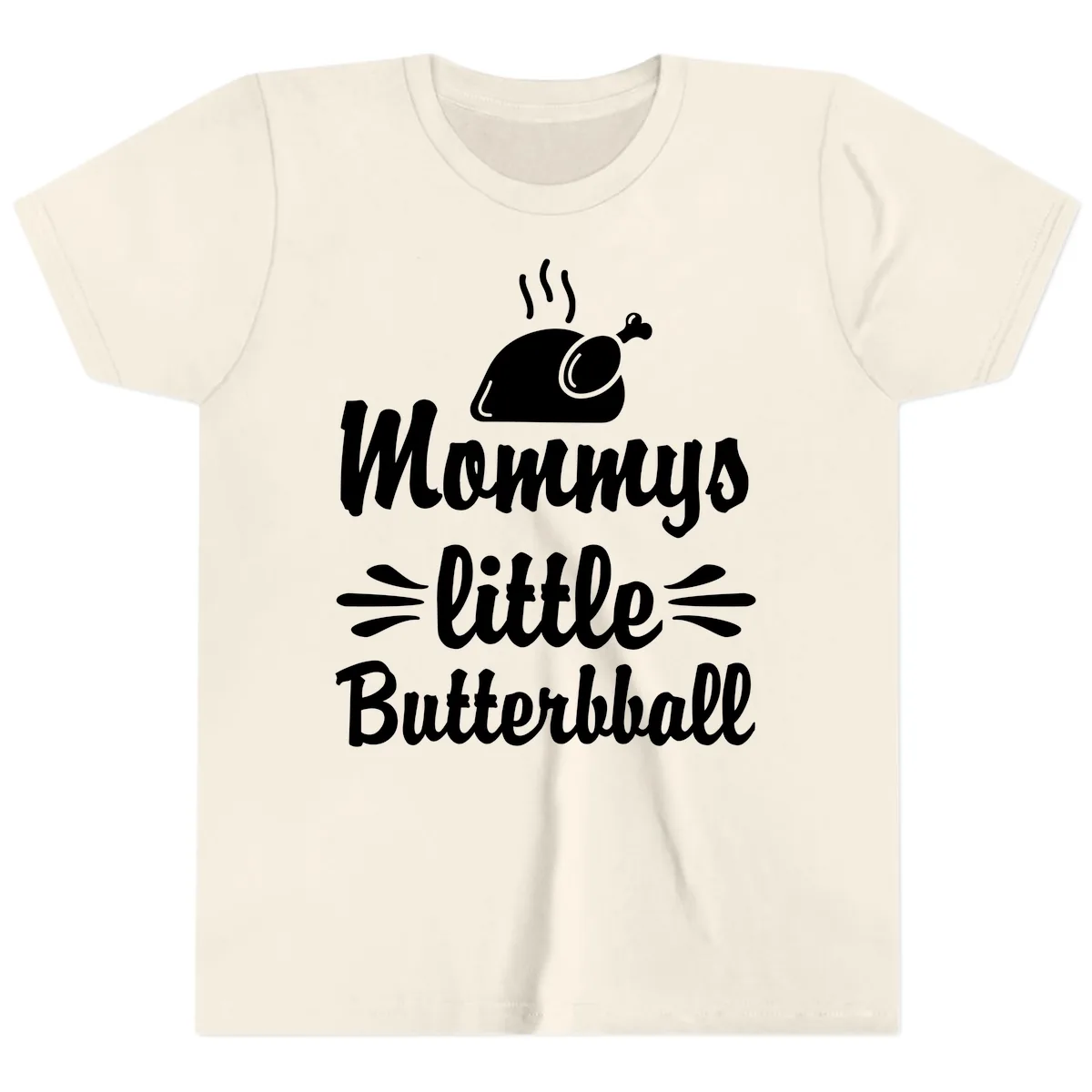 Mommys Little Butterball Thanksgiving Tee Youth T-Shirt in Natural