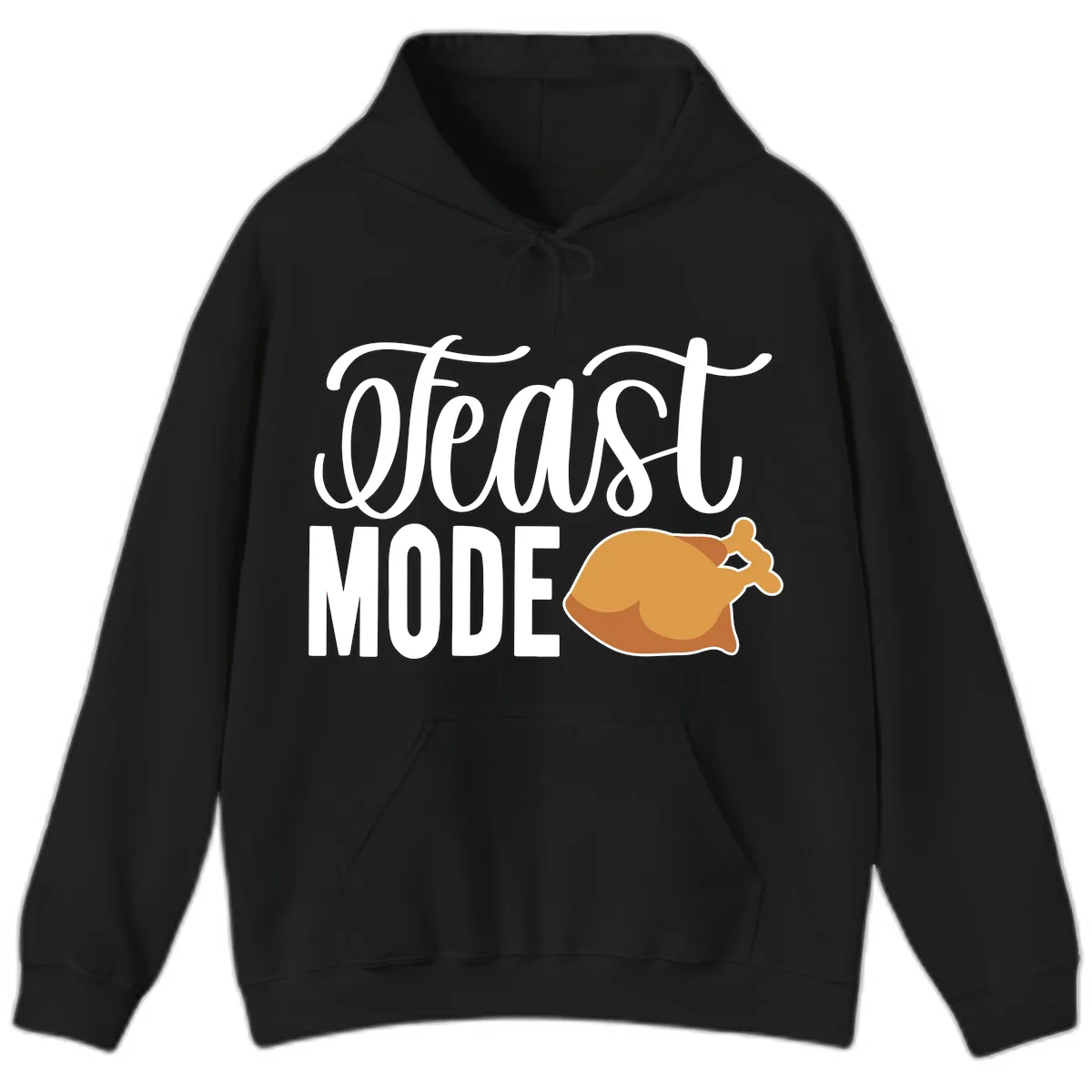 Feast Mode Turkey Illustration Hoodie in Black