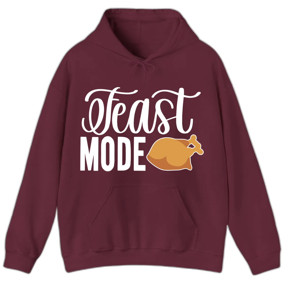 Feast Mode Turkey Illustration Hoodie in Maroon