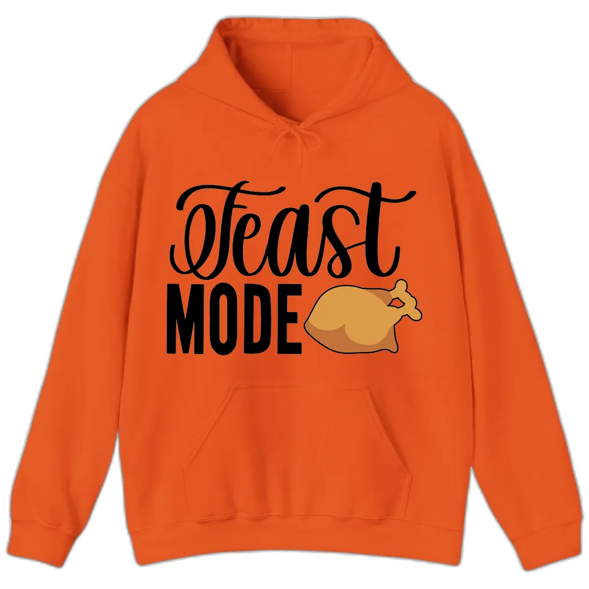 Feast Mode Turkey Illustration Hoodie in Orange