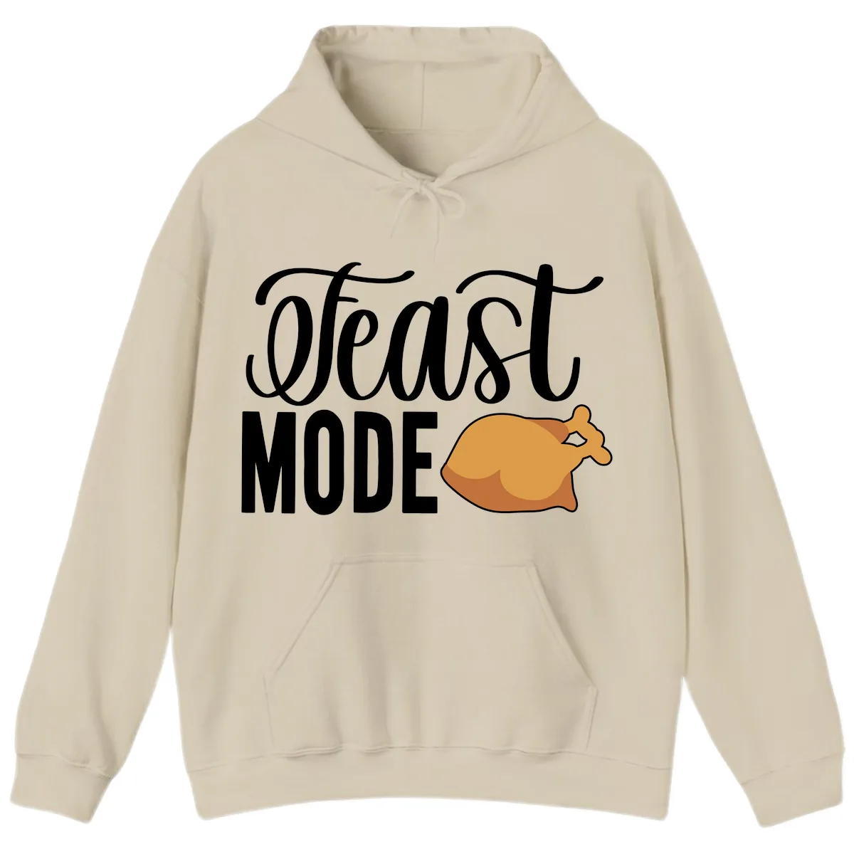 Feast Mode Turkey Illustration Hoodie in Sand