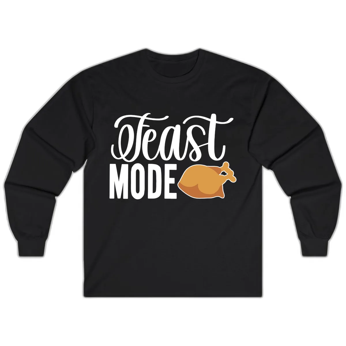 Feast Mode Turkey Illustration Long Sleeve in Black