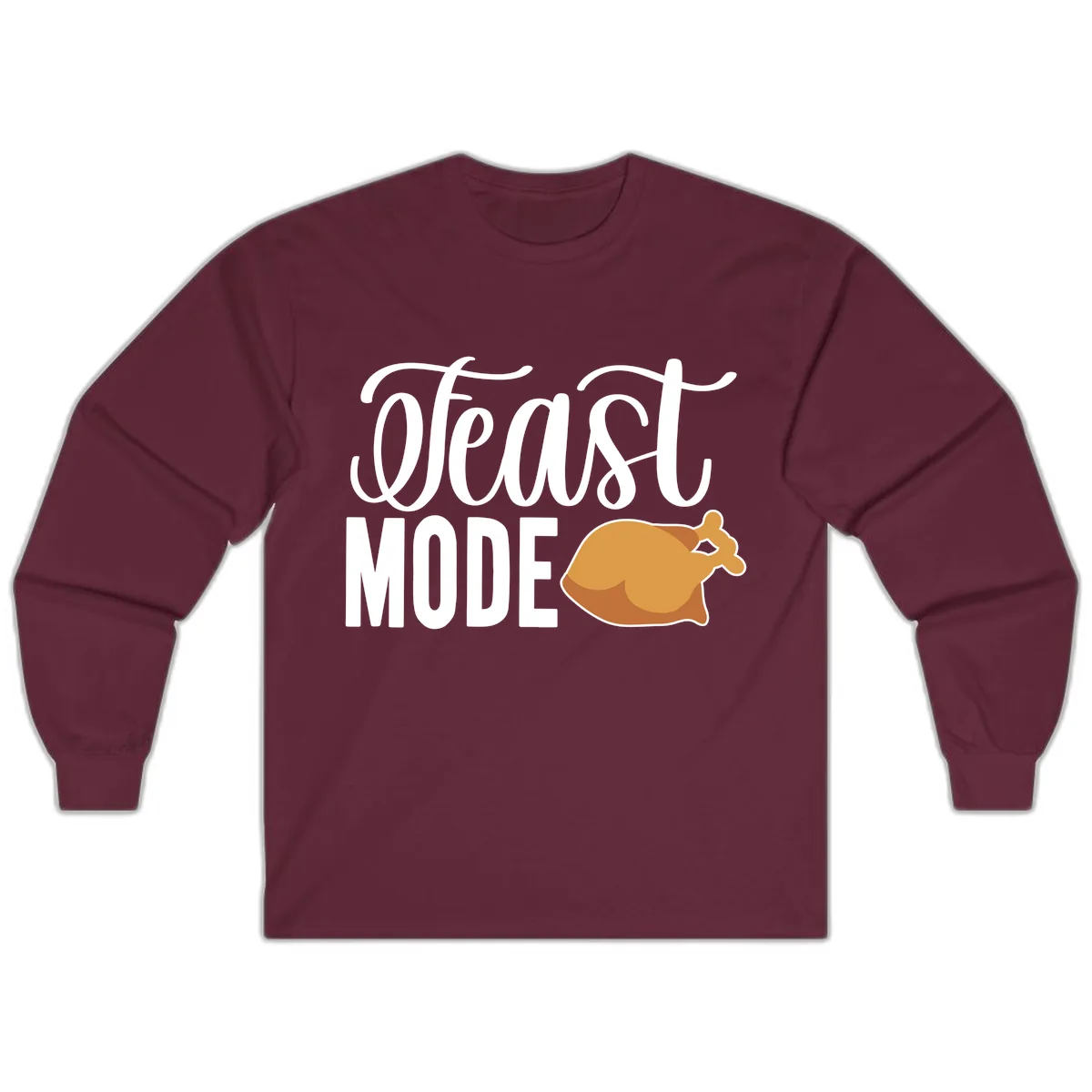 Feast Mode Turkey Illustration Long Sleeve in Maroon