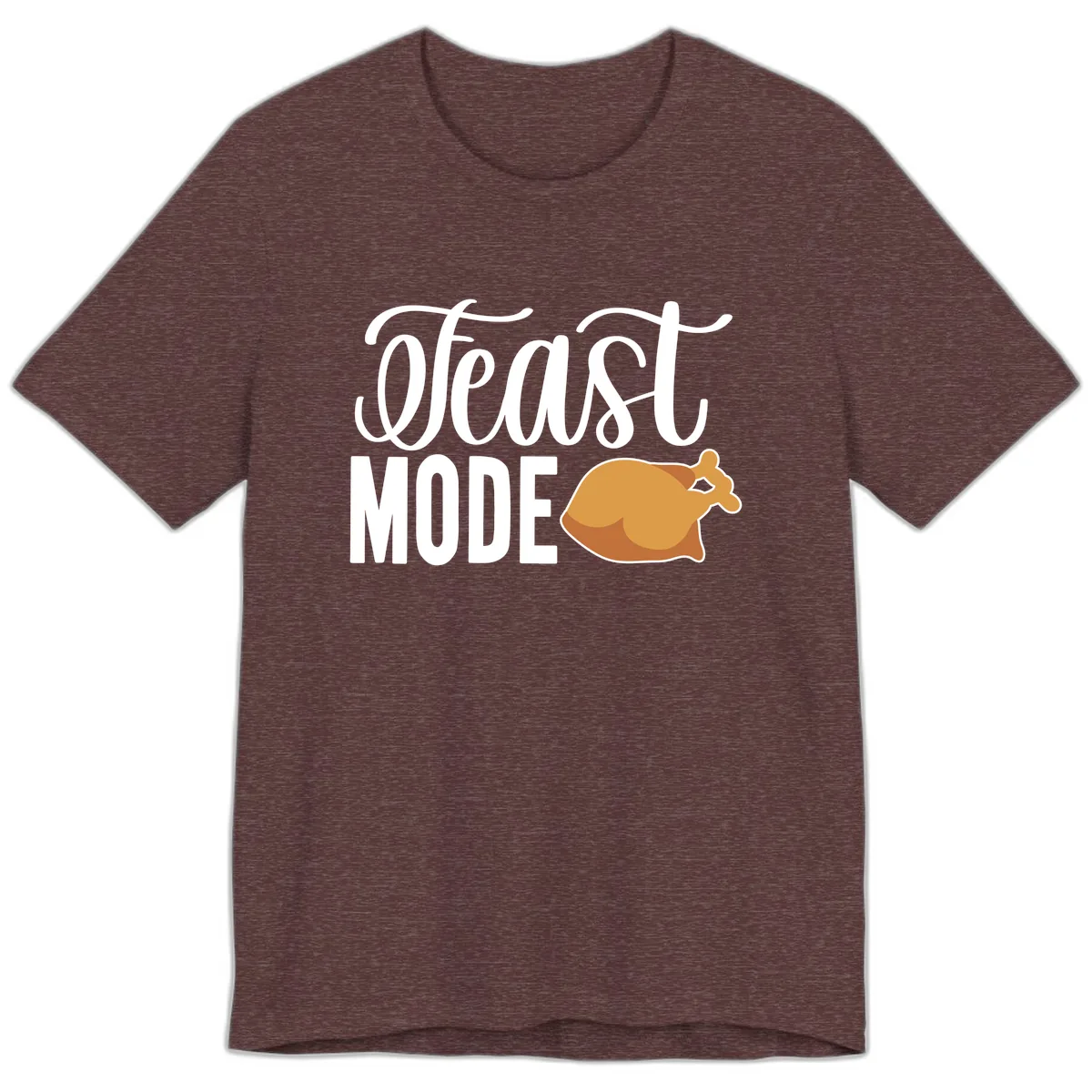 Feast Mode Turkey Illustration Premium T-Shirt in Heather Maroon