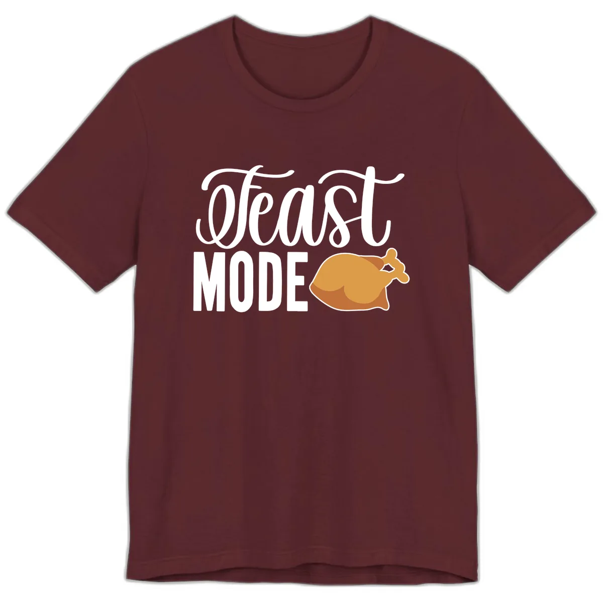 Feast Mode Turkey Illustration Premium T-Shirt in Maroon