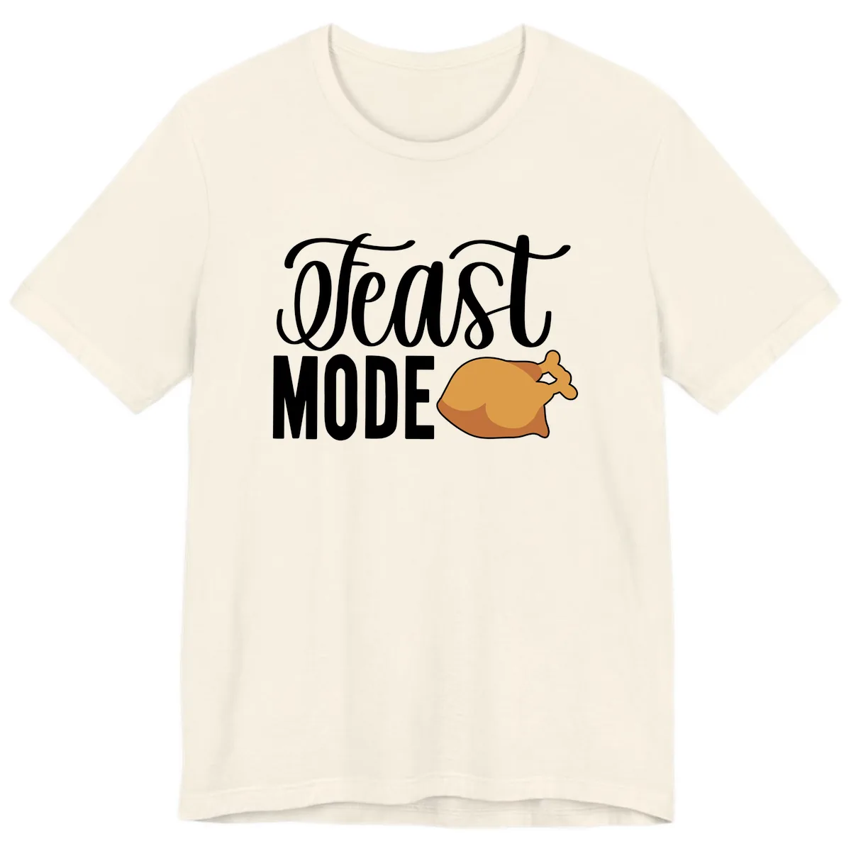 Feast Mode Turkey Illustration Premium T-Shirt in Natural