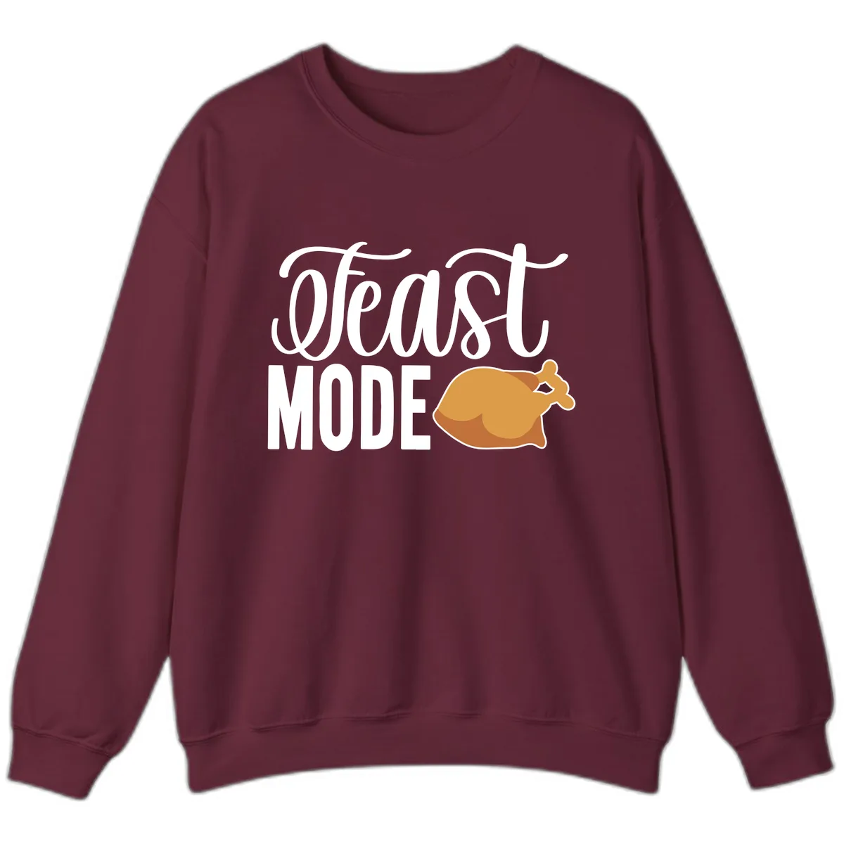 Feast Mode Turkey Illustration Sweatshirt in Maroon