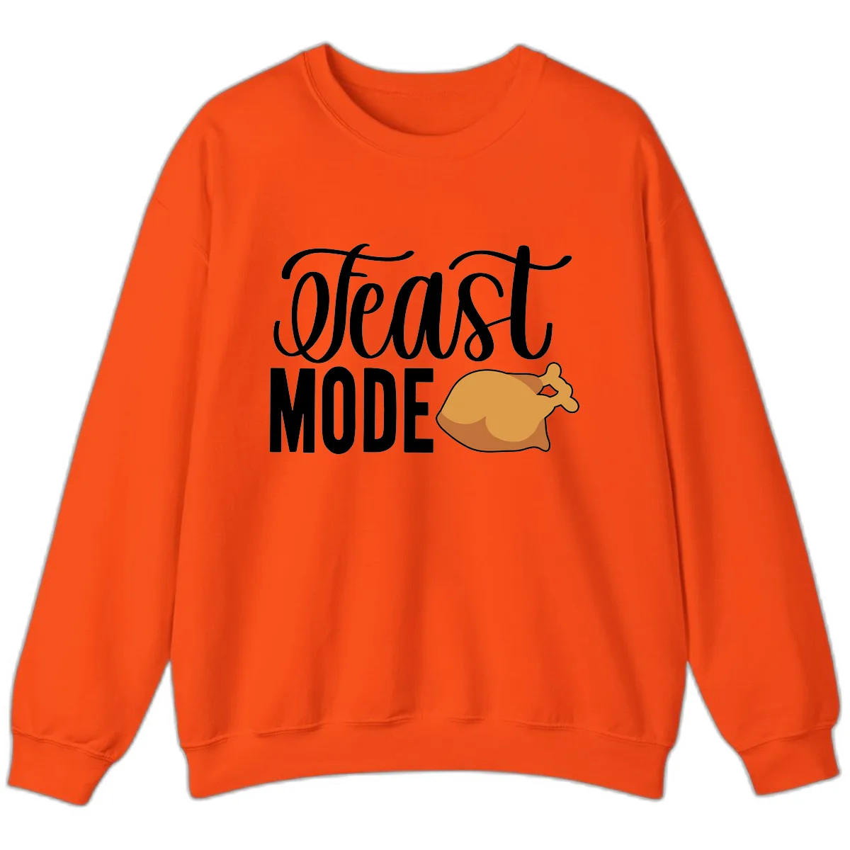 Feast Mode Turkey Illustration Sweatshirt in Orange