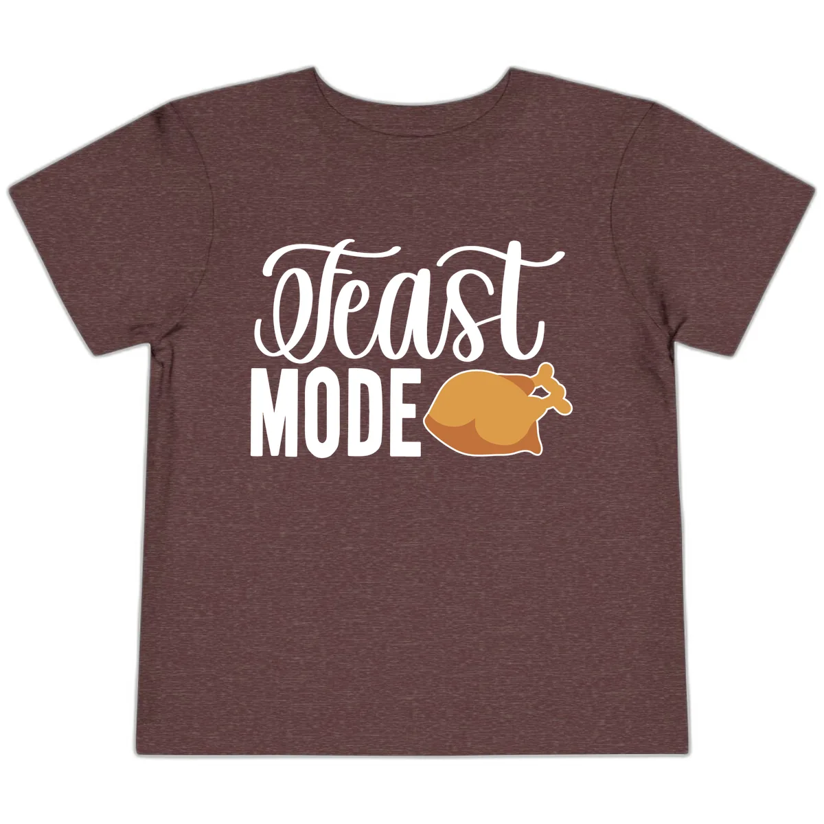 Feast Mode Turkey Illustration Toddler T-Shirt in Heather Maroon