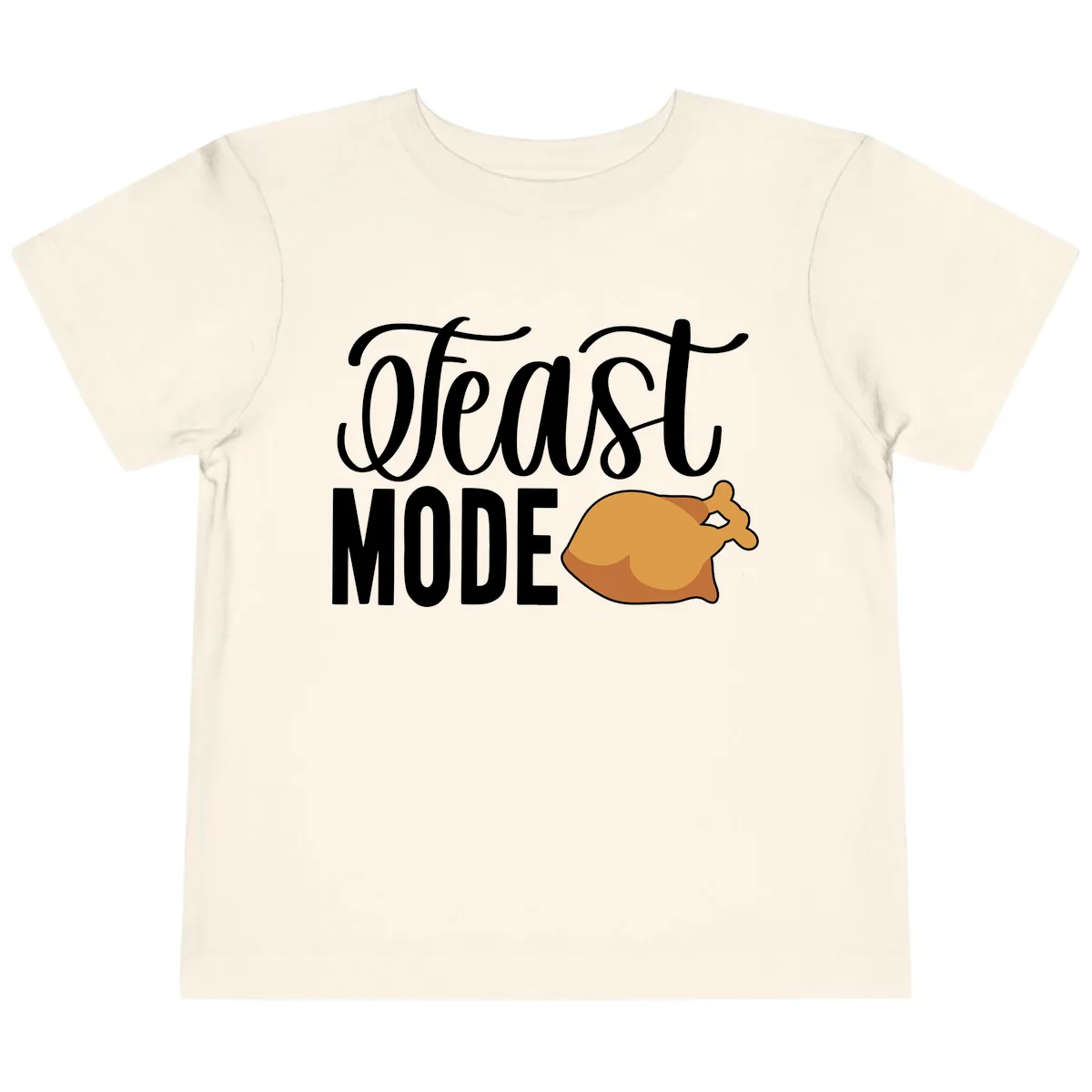 Feast Mode Turkey Illustration Toddler T-Shirt in Natural