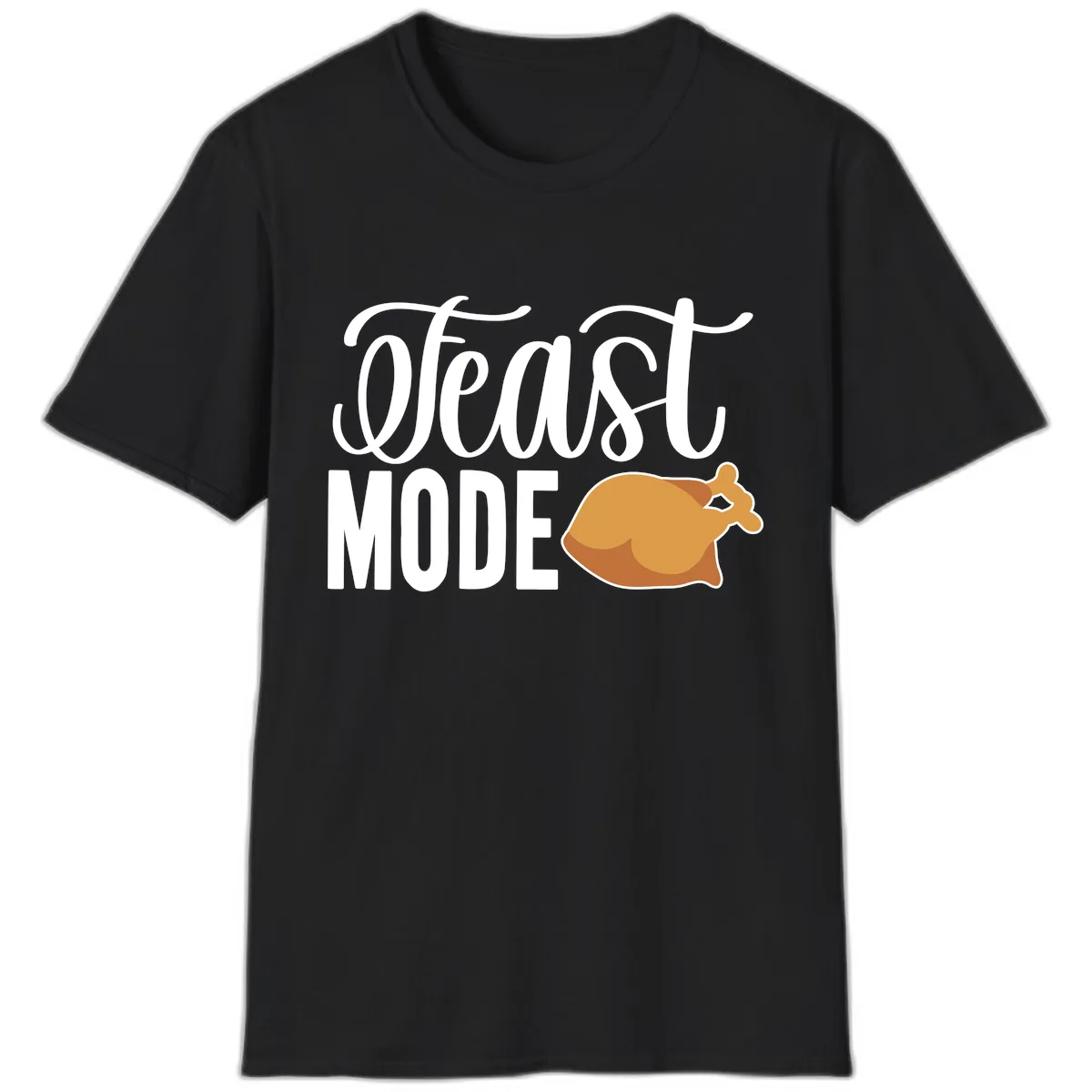 Feast Mode Turkey Illustration T-Shirt in Black