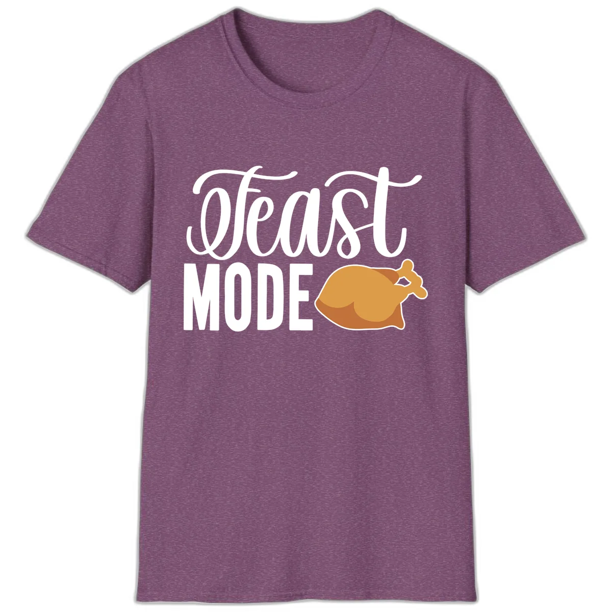 Feast Mode Turkey Illustration T-Shirt in Heather Maroon