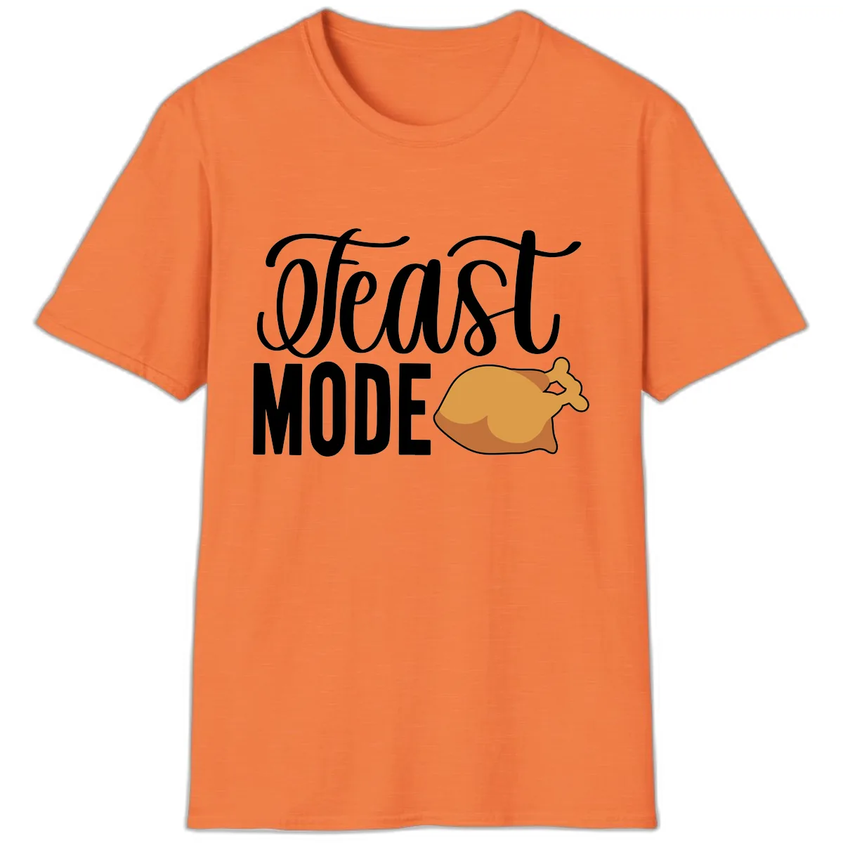 Feast Mode Turkey Illustration T-Shirt in Heather Orange