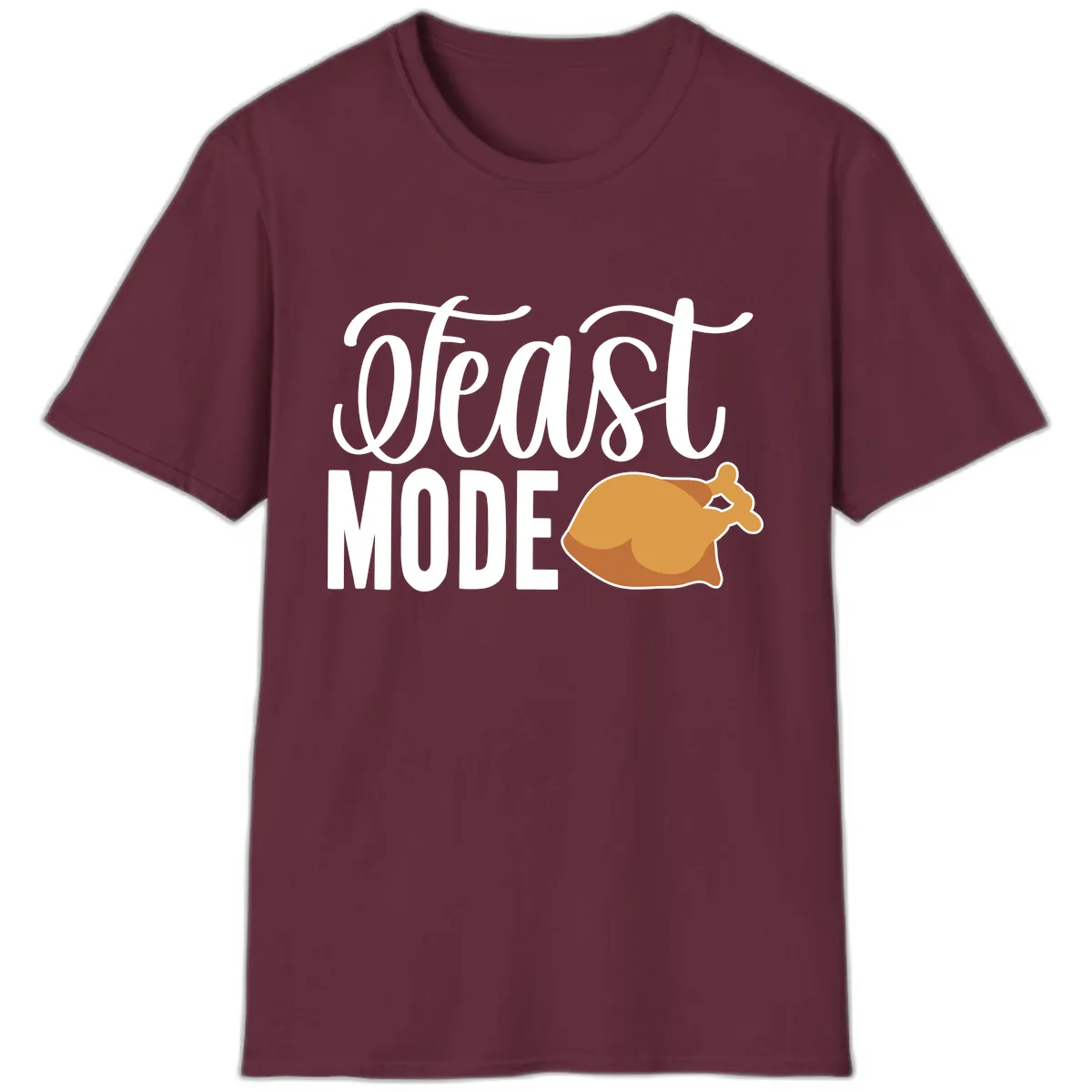 Feast Mode Turkey Illustration T-Shirt in Maroon