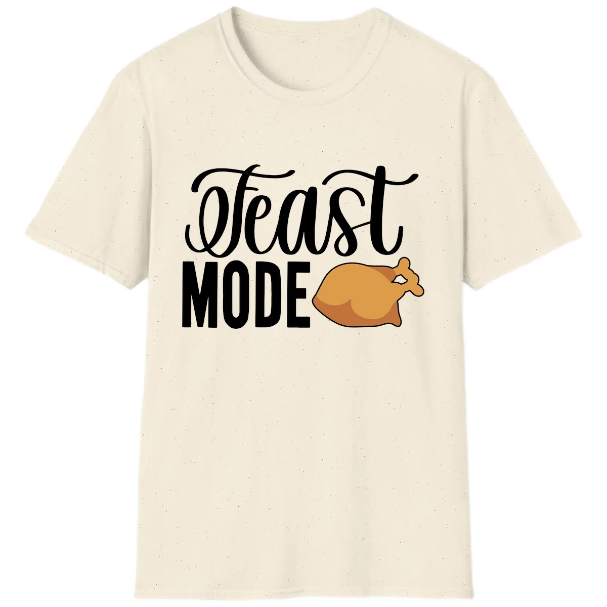 Feast Mode Turkey Illustration T-Shirt in Natural
