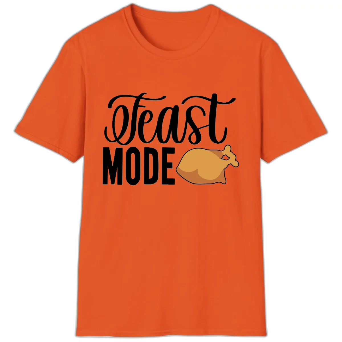 Feast Mode Turkey Illustration T-Shirt in Orange