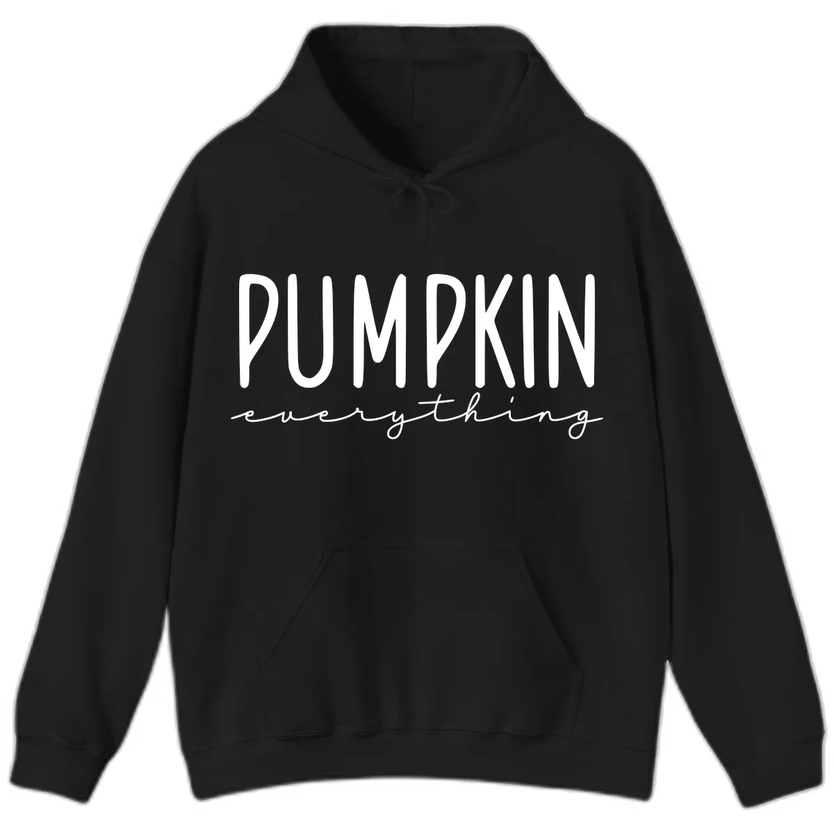 Pumpkin Everything Typography Design Hoodie in Black