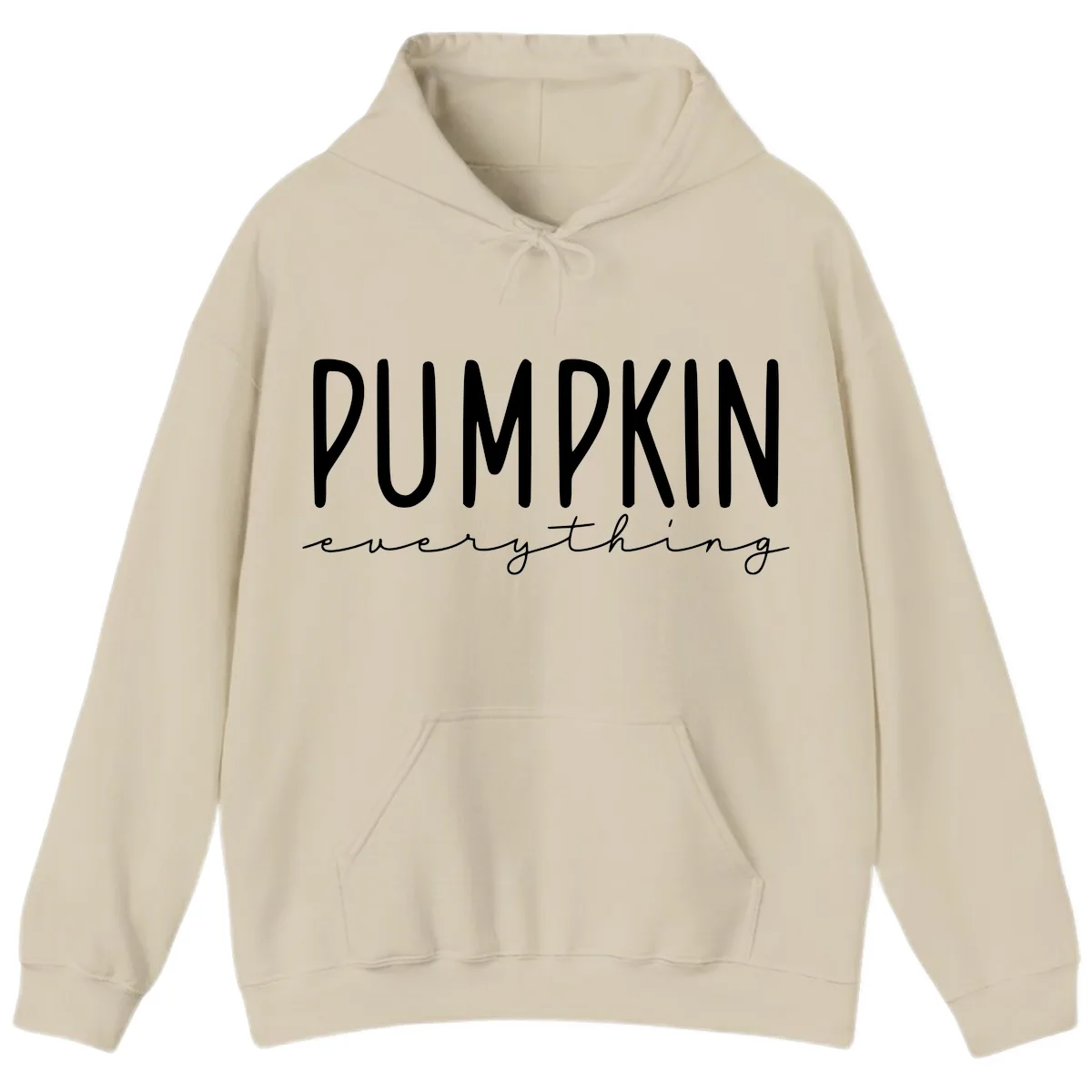 Pumpkin Everything Typography Design Hoodie in Sand